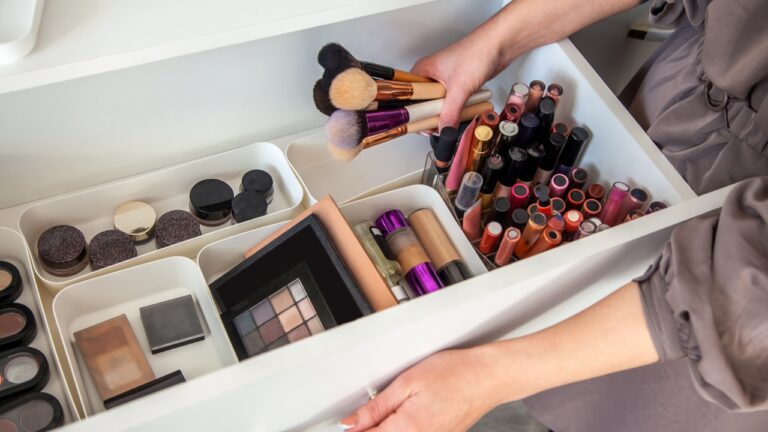 Drawer inserts that keep makeup and hair tools from tangling