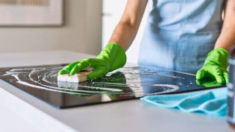You’re cleaning your glass-top stove in a way that causes scratches