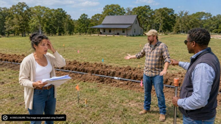 Buyer Closes on a Rural Property and Discovers a Two-Inch Water Main Running Across the Full Width of the Land With No Easement on Record — Then the Neighbor Says Relocating the Line Would Cost More Than Fifteen Thousand Dollars and Asks to Split the Cost