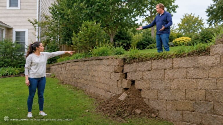 New Homeowner Finds the Neighbor’s Retaining Wall Is Starting to Fail and Sending Soil Onto the Property — Then the Neighbor Refuses to Make Any Repairs