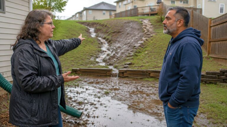 Neighbor’s Runoff Starts Flooding the Yard After a DIY Drainage Project — Then the Homeowner Realizes the Slope Was Changed