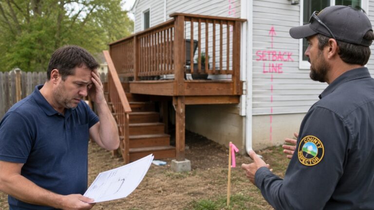Buyer Finds Out the Seller Built a Deck Over the Setback Line — Then the County Inspection Threatens a Tear-Down