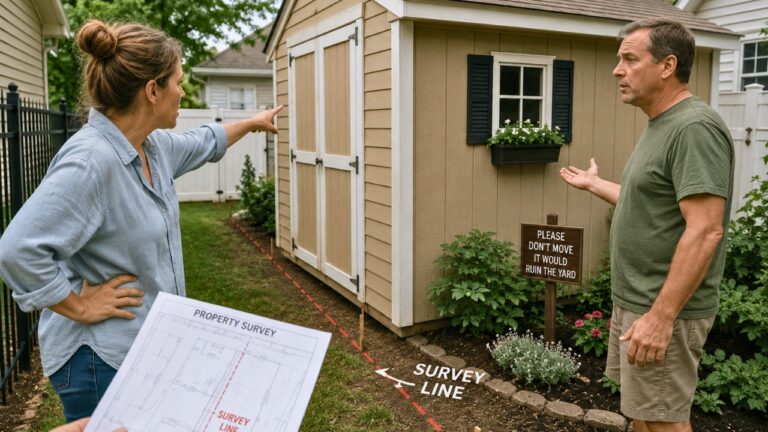 Homeowner Finds a Neighbor’s Shed Built Over the Survey Line — Then the Neighbor Says Moving It Would Ruin the Yard