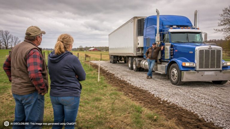 Rural Landowners Watch a Neighbor Turn Forty Feet of Their Twenty-Two Acres Into a Semi-Truck Parking Lot — Then Realize He’s Never Once Acknowledged It Isn’t His Land
