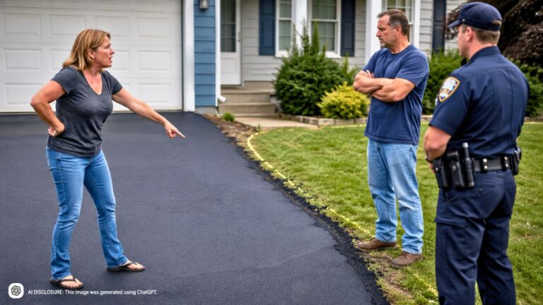 Homeowner Asks the Neighbor to Remove a Repaved Driveway Several Feet Onto Their Land — Then Police Say the Neighbor’s Only Response Was “They Can Take Us to Court”