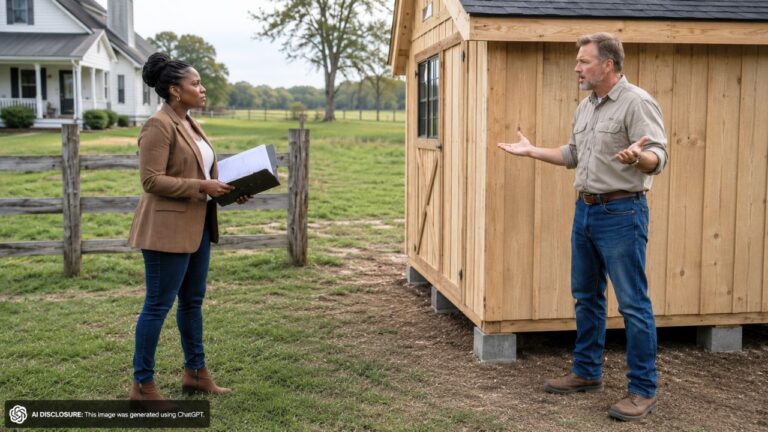 New Landowner Finds the Neighbor Built a Shed Five Feet Onto the Property With No Permit — Then the Neighbor Says Tearing It Down Now Would Be a “Waste of Materials”