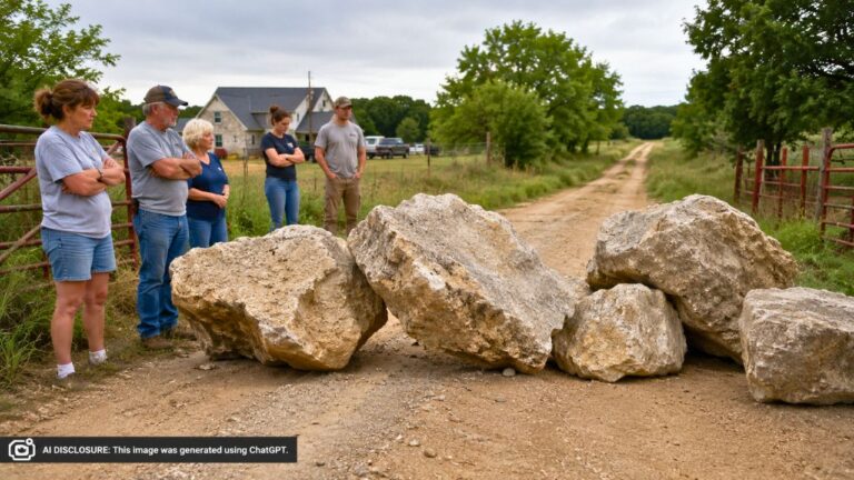 Oklahoma Families Who’ve Shared a Dirt Road for Generations Find It Blocked by Large Cement Rocks — Then Learn the Neighbor Who Doesn’t Even Use the Road Did It Because People “Drive Too Fast”