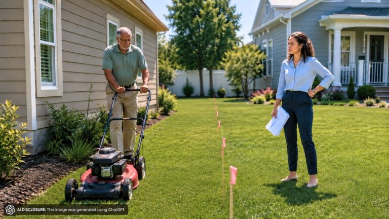 New Homeowner’s Survey Confirms a Two-Foot Strip of Lawn Is Entirely Hers — Then the Older Neighbor Keeps Mowing That Exact Strip Every Single Week Without a Word