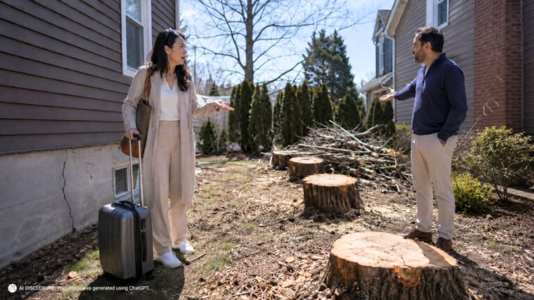 New Homeowner Returns From Vacation to Find the Neighbor Removed Four Mature Maples From the Property Line Without Notice — Then the Neighbor Says the Roots Were Cracking the Foundation and the Work Was Legally Necessary