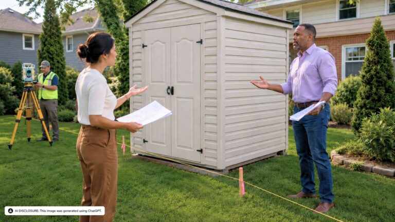 New Homeowner Gets a Survey Done and Finds the Neighbor’s Vinyl Storage Shed Sits Two Feet Over the Property Line — Then the Neighbor Says They Pulled a Permit for the Shed and the County Never Flagged the Placement as a Problem