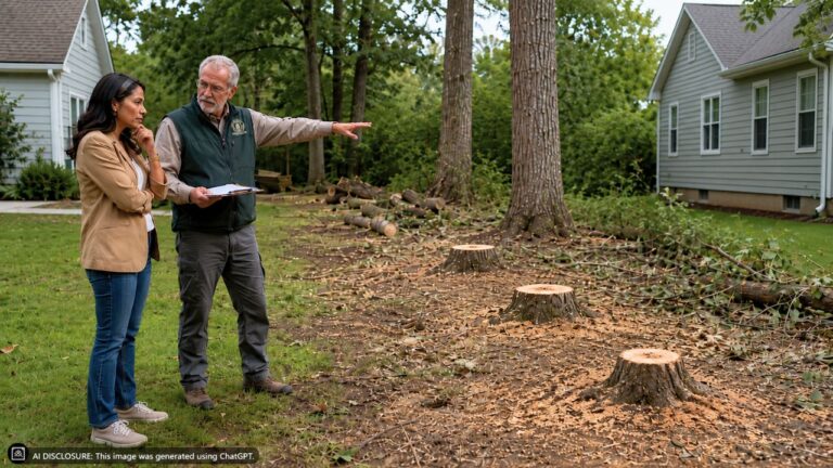 New Homeowner Finds Three Mature Oaks Along the Property Line Freshly Cut Down — Then an Arborist Confirms the Trees Were Entirely on the Owner’s Side