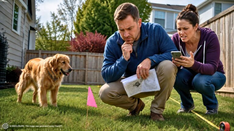 New Homeowner’s Survey Finds Fifteen Feet They Assumed Was the Neighbor’s Land Is Actually Theirs — Then the Survey Flag Turns Up Moved Ten Feet Back Onto Their Property Overnight