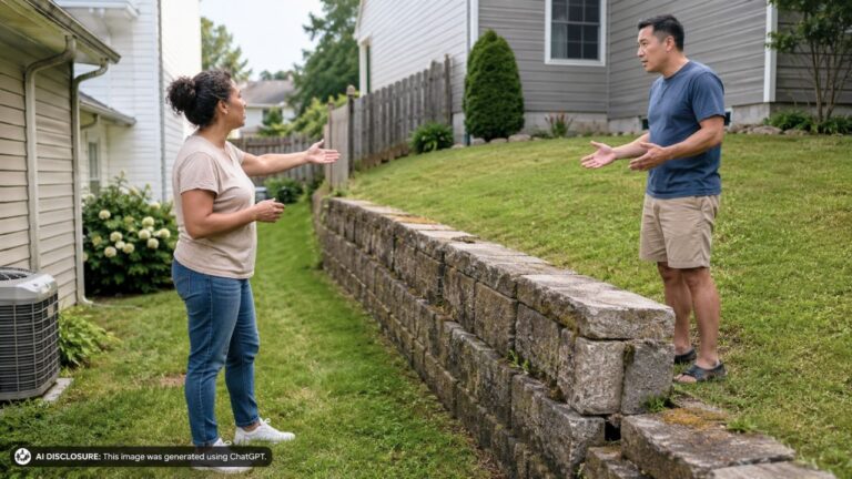 Buyer Closes on a House and Finds the Neighbor’s Retaining Wall Built Three Feet Onto the Property Twenty Years Ago — Then the Neighbor Says It Protects Both Yards and Should Stay