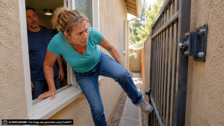 Homeowner Climbs Through a Window to Reach Her Own Wall Because the Neighbor’s Gate Is Bolted to the House — Then She’s Told to Produce Permits Before They’ll Detach It