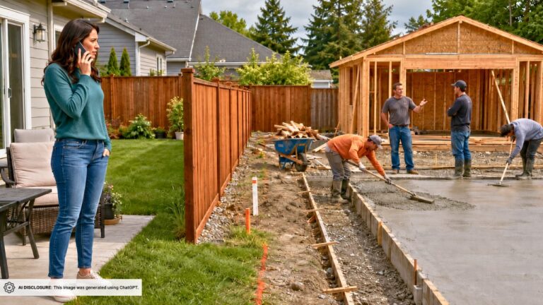 New Homeowner Finds the Neighbor Already Pouring a Foundation for a Garage Ten Feet Past the Line — Then the Neighbor Says a Permit “Isn’t Necessary for This Part”