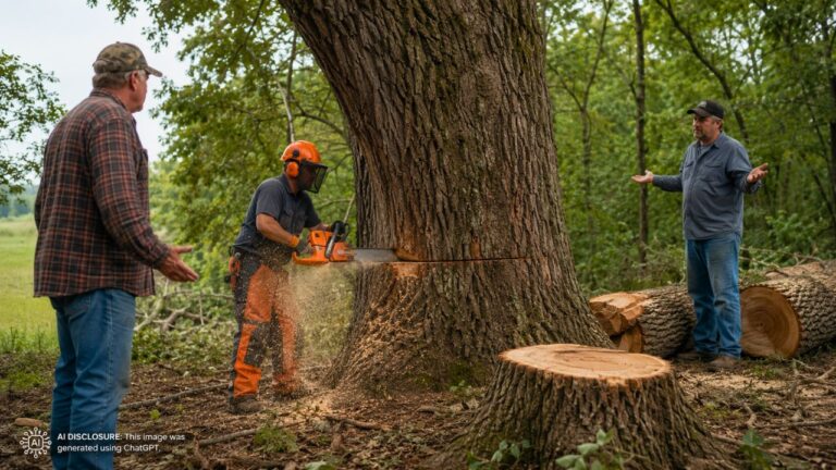 Rural Landowner Watches a Logging Crew Hired by the Neighbor Cross the Line and Cut Down a Dozen 100-Year-Old Oak and Walnut Trees — Then the Contractor Calls the Damage Only $500