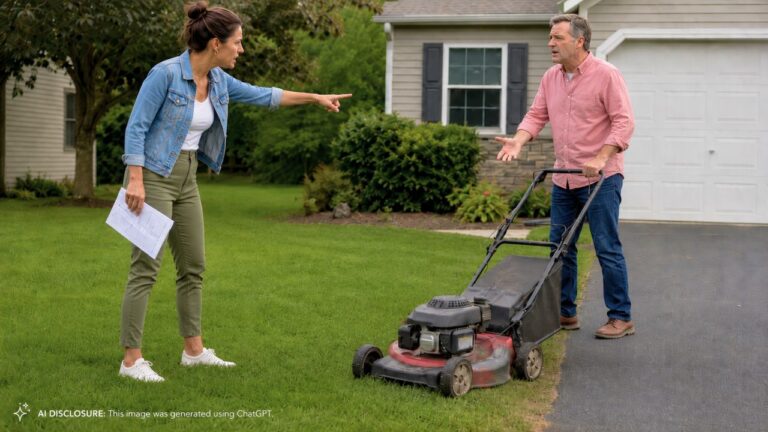 New Homeowner Confronts the Neighbor Mowing Three Feet Into Her Yard — Then He Insists the Closing Survey Is Wrong and “Everyone on the Street” Knows the Real Line