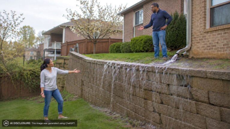 Downhill Homeowner Watches a Shared Retaining Wall Lean Onto Her Property — Then the Uphill Neighbor Insists She Pay for Repairs Even Though His Gutters Feed the Wall