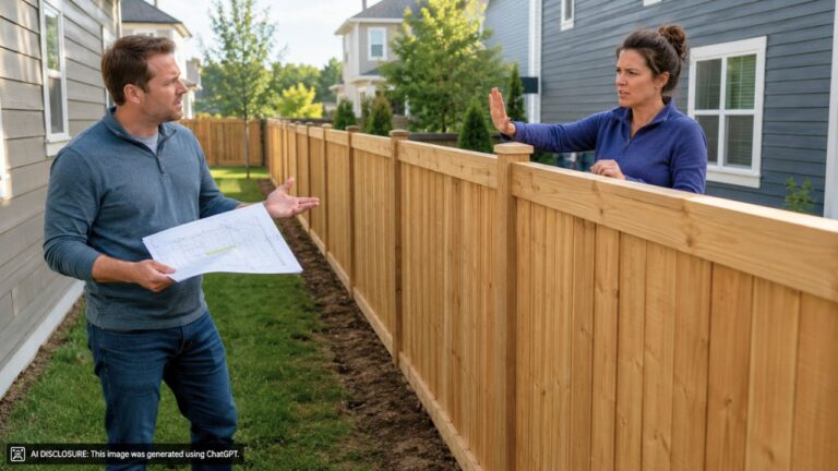 Buyer Finds a Brand-New Fence Sitting Two Feet Onto the Neighbor’s Own Lot — Then the Neighbor Demands the Fence Stay Exactly Where the Contractor Put It