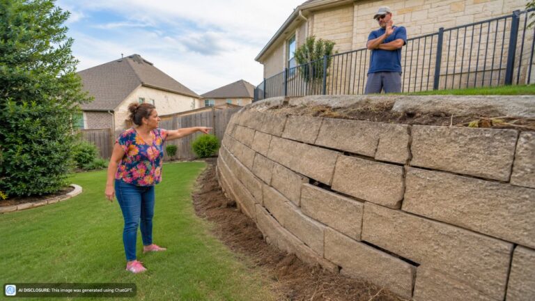 Plano Homeowner Watches the Neighbor’s Retaining Wall Bulge Farther Onto Her Land Each Month — Then He Refuses to Fix It Despite the Risk of It Bursting Into Her Yard