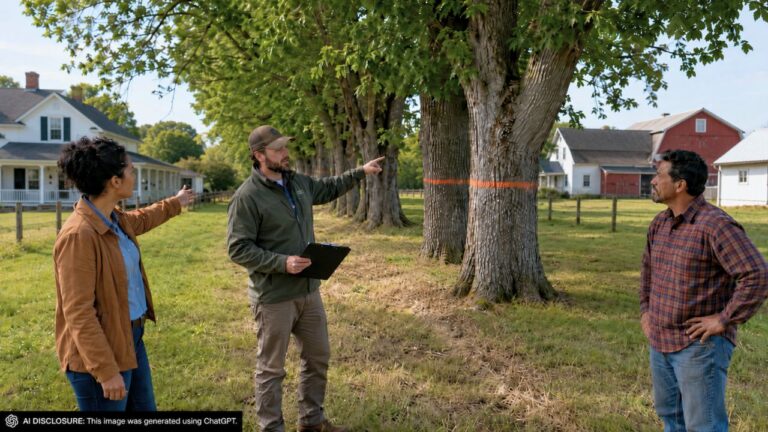 New Landowner Finds a Neighbor Determined to Clear an Entire Fence Row of Trees — Then an Arborist Confirms Three of the Trees Sit Fully on the Wrong Side of the Line