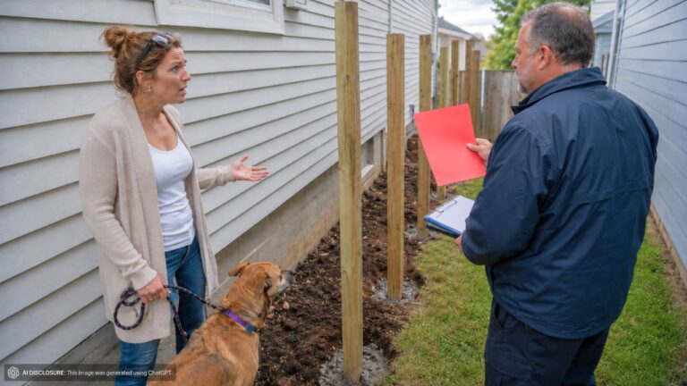 Ohio Homeowner Comes Home From Walking the Dog to Find New Fence Posts So Close They’d Block Access to the Side of the House — Then a City Building Inspector Shows Up and Issues a Stop-Work Order
