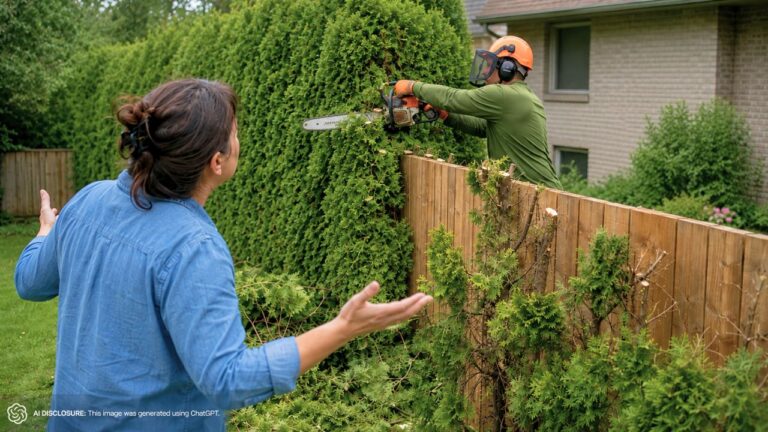 Homeowner Loses a Third of the Privacy Trees Along the Fence Line — Then Learns the Neighbor Hired a Chainsaw Crew to Reach Over Without Asking Because “We Just Wanted to Get Some Sunlight Into Our Garden”