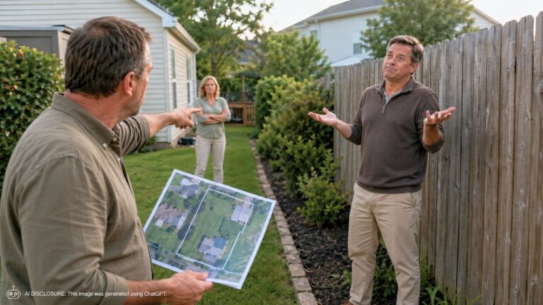 Homeowner’s Survey Shows the Neighbor Overstepped the Line by Six Feet — Then He Claims He’s Never Heard of the Survey Company, Just Like He Told the Neighbor on His Other Side