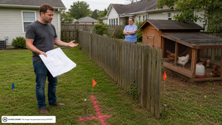 New Homeowner Orders a Survey and Finds Both the Neighbor’s Fence and Chicken Coop Sitting Six Feet Onto the Property — Then the Neighbor Says Moving Livestock Housing Mid-Season Is “Cruel”