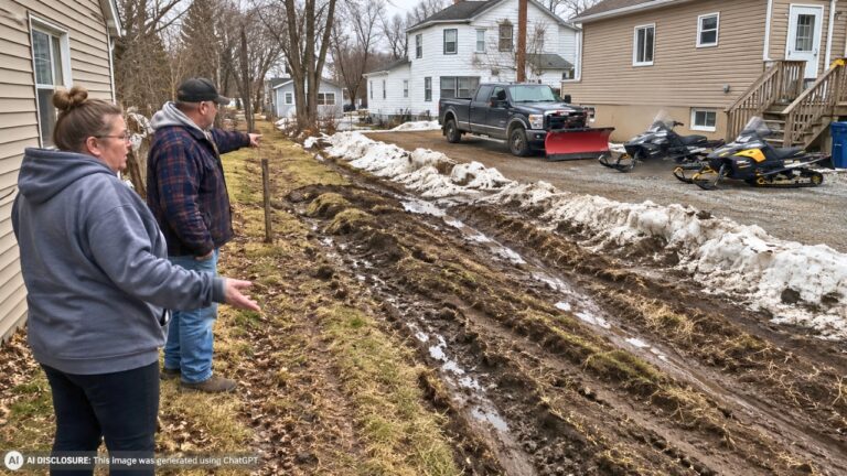 Homeowners Ask Renters Next Door to Stop Mowing Three Feet Onto Their Side Lot — Then Winter Plowing Tears Up the Grass to Expand Parking and Snowmobiles Start Cutting Through the Yard