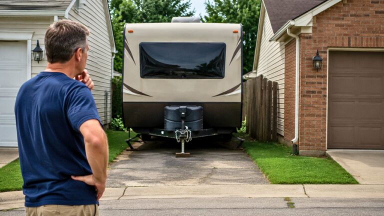 Homeowner Finds a Neighbor’s RV Parked in a Paved Gap Between Their Driveways for Years — Then Learns He Needs to Drive Across the Property Every Time He Moves It
