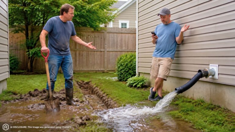 Homeowner Offers to Help Dig a New Drain Line for the Neighbor’s Flooding Sump Pump — Then He Calls Himself ‘Too Busy’ Every Time