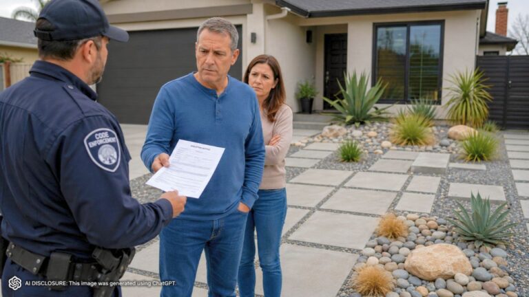 Homeowners Replace Dead Grass With Pavers and Stones — Then the Neighbor Calls Code Enforcement Until They Face Fines and a Lien on Their House
