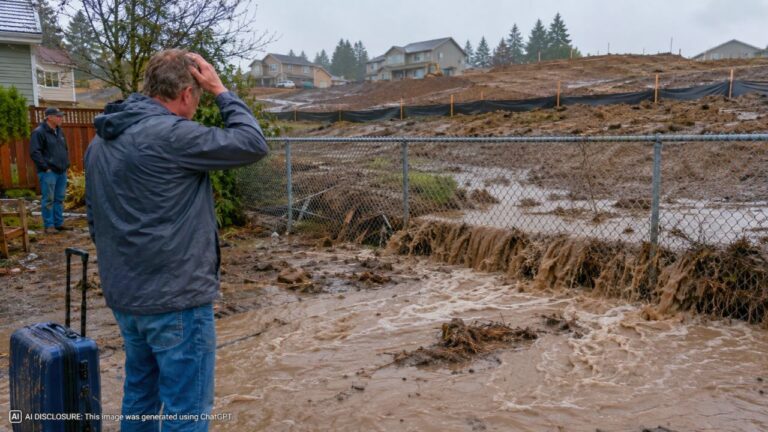 Homeowner Returns From Vacation to Find Mud Cascading Under the Fence and an Inch of Silt Across Backyards — Then the Developer Declines to Comment
