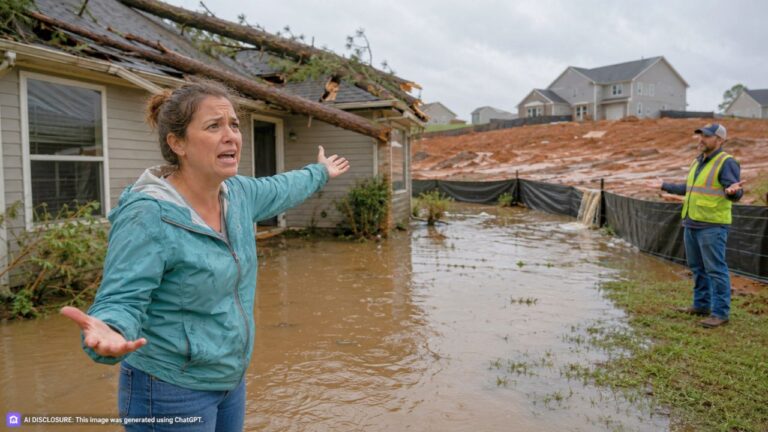 Homeowner Finds Runoff From the Development Next Door Flooding Her Backyard — Then Two Trees Fall on Her Roof and the Builder Denies Any Responsibility