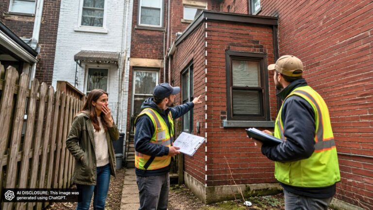First-Time Buyer’s Talk With Surveyors Uncovers a Neighbor’s Rowhouse Extension Built Over the Property Line — Then Learns the Encroachment Was Never Disclosed During Either Sale