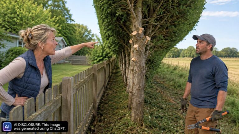 Landowner Finds One Tree Trimmed Well Into the Property Line — Then Notices Every Other Tree Was Trimmed to Match Her Own Fence