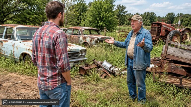 New East Texas Landowner Buys Vacant Land at a Tax Auction — Then Learns the Elderly Neighbor Has Been Storing Junk Cars and Farm Equipment on an Acre of It for Years