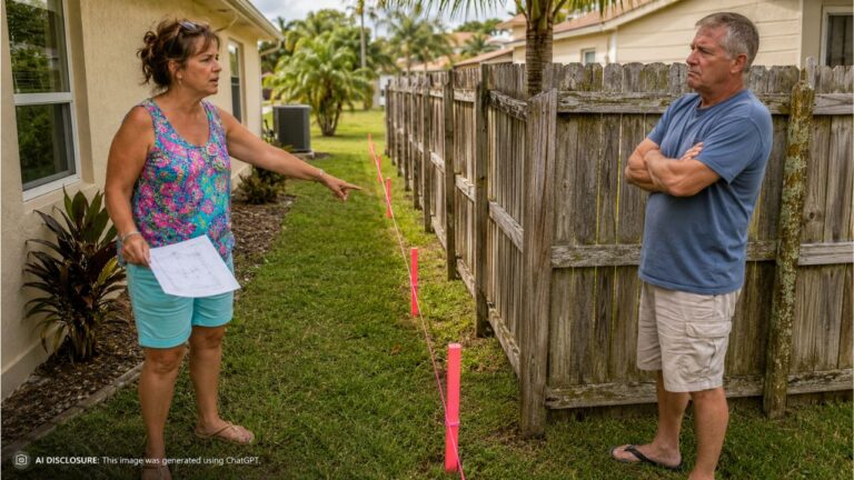 Florida Buyer’s Survey Shows an Old Shared Fence Sits Three to Four Feet Inside Her Own Property Line — Then the Neighbor Refuses to Let Her Replace It Even Though She’s the One Who’d Pay