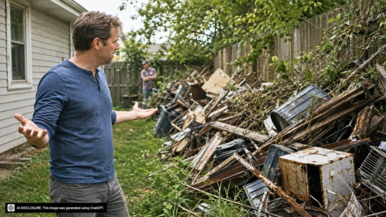 New Homeowner Finds an Eighty-Foot Junk Pile Spilling Five Feet Onto the Yard — Then Finds It’s Been Sitting There for Years