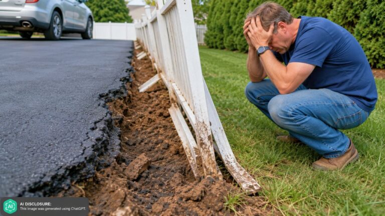 New Jersey Homeowner Finds the Neighbor’s Driveway Poured Five Inches Over the Property Line — Then Watches the Buried Asphalt Push Their New Fence Back a Full Foot