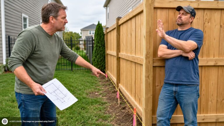 Ohio Homeowner’s Purchase Survey Shows a Neighbor’s New Fence Crossing Several Feet Onto the Property — Then the Neighbor Insists It’s Correct and Refuses to Discuss It Further