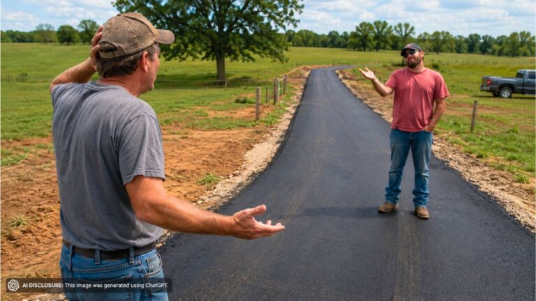 Rural Arkansas Landowner Checks His Property After Months Away and Finds the Neighbor Paved an Entire Road Onto His Land — Then He Refuses to Remove It Because He “Already Paid for It”