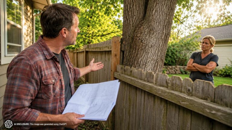 New York Homeowner Pulls Official Town Plans for Unrelated Tree Work — Then Finds the Tree the Neighbor Fenced Onto Their Side Was Never Actually Theirs