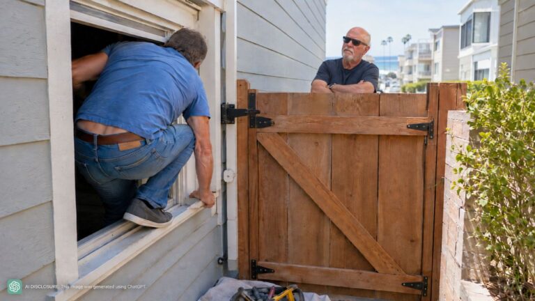 Long Beach Homeowner Starts an Exterior Remodel and Finds the Neighbor’s Gate Physically Attached to the House — Then Climbs Through a Window Because the Neighbor Won’t Detach It