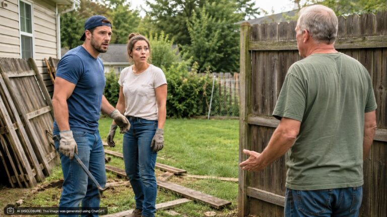 New Homeowners Start Tearing Down a Fence They Assumed Was Theirs — Then the Neighbors Return Mid-Demolition and Insist the Final Third Must Stay Because It Frames Their House
