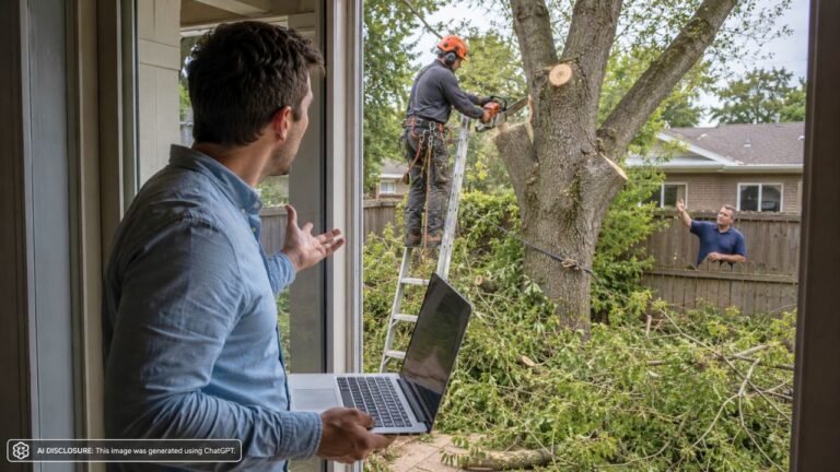 Homeowner Working From Home Overhears a Crew Already in the Yard — Then Finds the Neighbor Sent Them to Butcher a Tree Without Ever Asking Permission