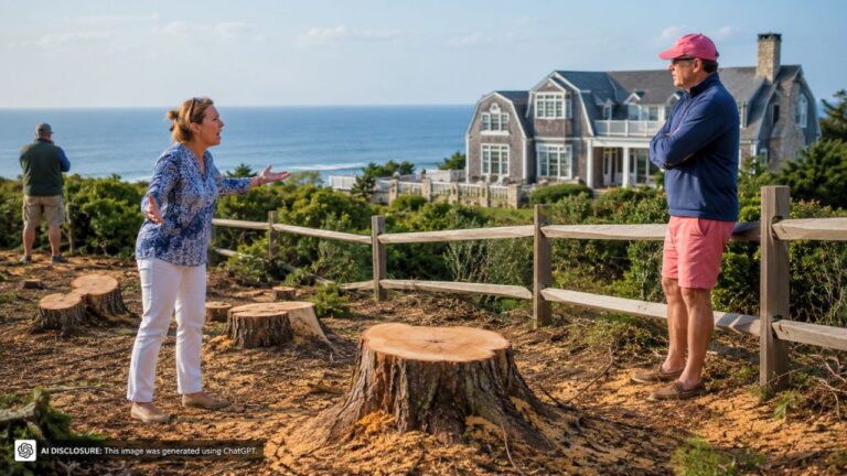 Nantucket Homeowner Says the Neighbor Cut Down Fifty-Year-Old Trees for an Ocean View — Then Listed His House for Nearly $10 Million Touting ‘Sweeping Ocean Views’