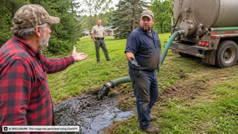 Septic Operator Is Charged With Dumping Sewage on a Neighbor’s Land — Then Arrives Thirty Minutes Late to the Hearing on His License