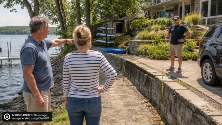 Lakefront Homeowners Find the Neighbor’s Dock, Paddleboard Rack and Stone Pavers Across the Property Line — Then His Guests Start Parking Across Their Driveway